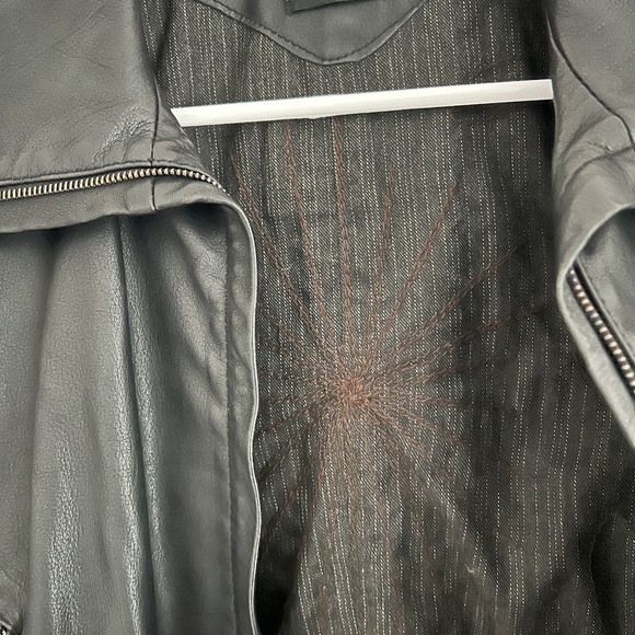 BLUR Leather Bomber Jacket in Black Size Small - Picture 10 of 16